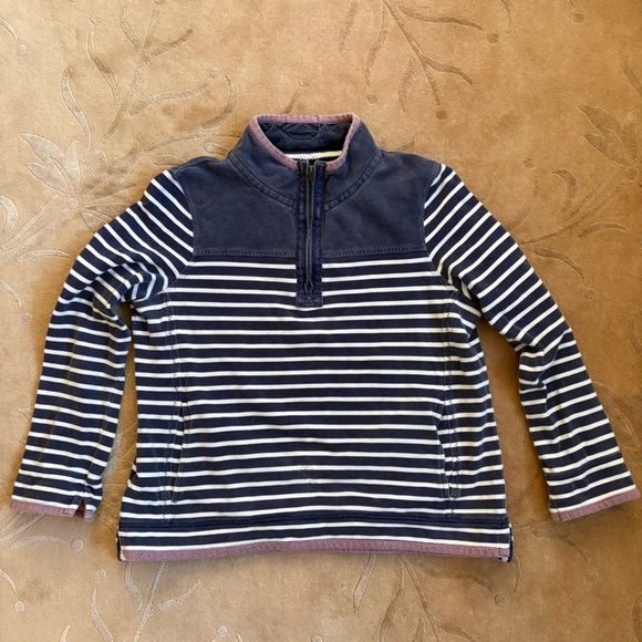 Fat Face, The Iconic Airlie, Navy & White Striped Quarter-Zip Pullover, Size 12 - Picture 4 of 8